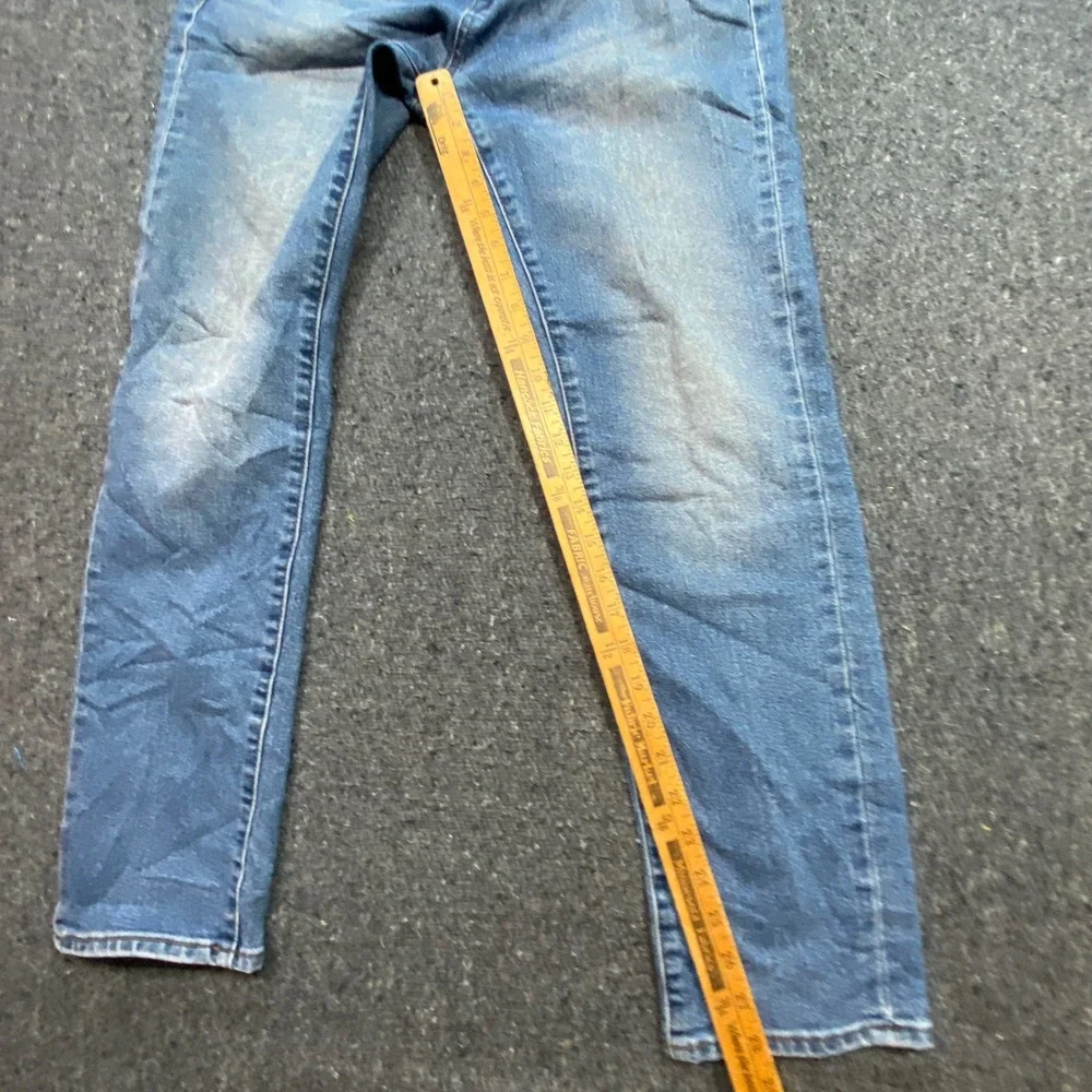 MBX Denim Jeans Sz 34 Mens Blue Streetwear Straight Leg Faded Distressed Detail